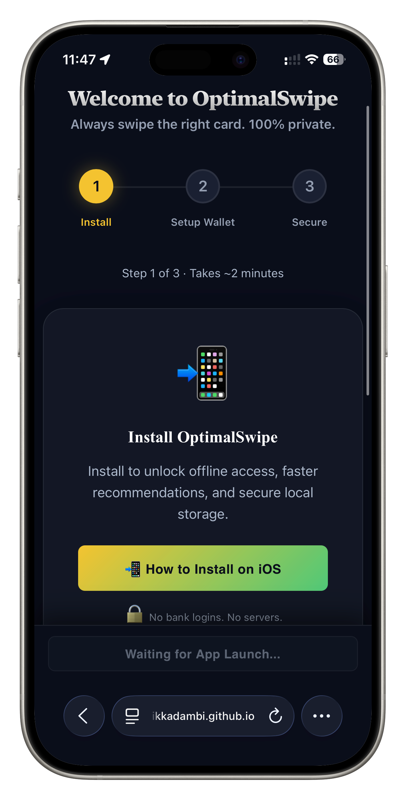 OptimalSwipe Mobile Interface - Real App Screenshot
